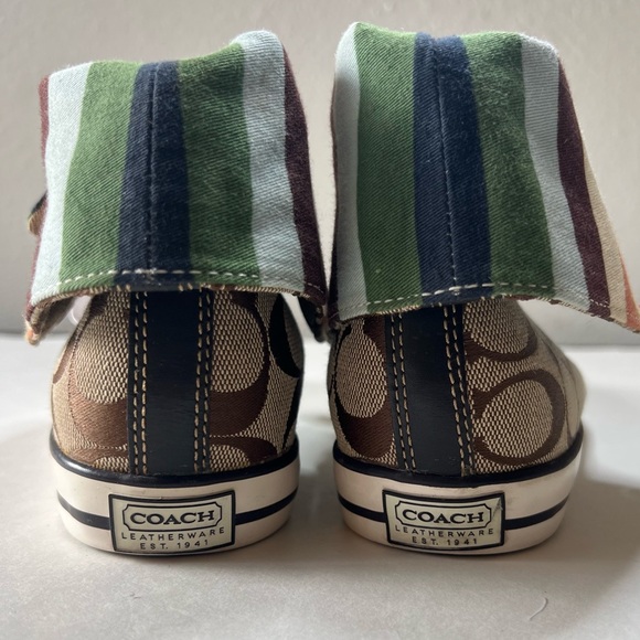 Coach Signature Bonney High Top Sneakers A1283 Tan and Brown Size 9M - Picture 4 of 13